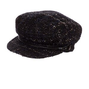 Stylish Black Tweed Women's Baker Boy Cap